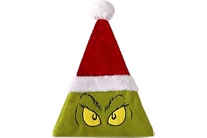 Funjoyz Monstruo Verde Sombrero de Navidad Para Adultos NiñOs,Divertido Gorro NavideñO de Verde,Gorro de Papá Noel,Sombrero de Decoración Navideña,Sombrero de Navidad Para Adultos Año Nuevo Cosplay