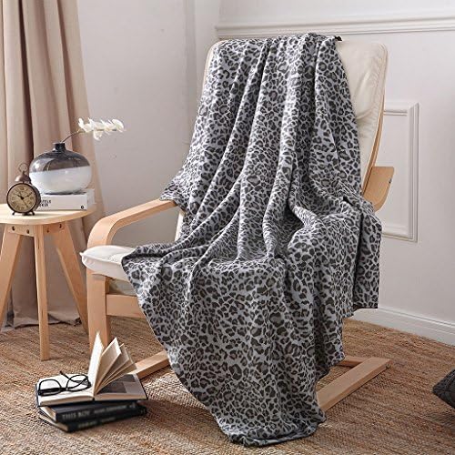 Cotton Leopard comfortable ultra-soft anti-wrinkle does not fade warm blanket outdoor cold Blanket 120*180cm ( Color : Gray )