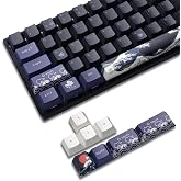 SDYZ XVX PBT Keycaps Y&uuml;zde 60, B&uuml;y&uuml;k Dalga Kapalı Kanagawa Japon Keycaps DYE-Sub &Ouml;zel Tuş Kapakları Seti, Kiraz Profili Keyca