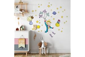 kina - R00136 Adesivi Murali Soffice Effetto Tessuto Riposizionabile Favola Il Piccolo Principe Decorazione Muro Bambino Neonato Cameretta Asilo Nido Carta da Parati Adesiva - misura 100x30 cm