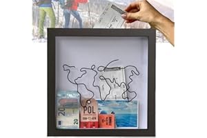 WINNSELL 30cm Large Size Adventure Archive Box, Travel Memory Storage Boxes Ticket Shadow Box Frame Shadow with Slot for Travel Ticket Postcard (30 * 30cm)