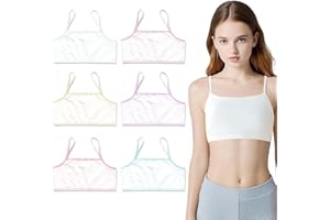 TUONYIS 6 Pezzi Reggiseno Top Bimba Bambina Brassiere Reggiseno Basic in Cotone per Ragazza Top Bambina Reggiseno da Allenamento Basic Intimo per Ragazze 8-12 Anni