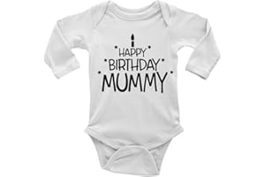 SHOPAGIFT Happy Birthday Mummy Cute Boys and Girls Long Sleeve Baby Vest Bodysuit