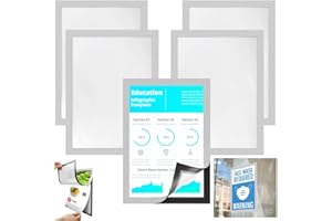 SIYINGSAERY 5 Stück Magnetrahmen Selbstklebende Duraframe Magnetic A4 Silber Rand Magnet Durable Rahmen 32.5 x 24cm Info-Rahmen Infotasche mit Magnetverschluss für Sichttafelständer Fenster (weiß)