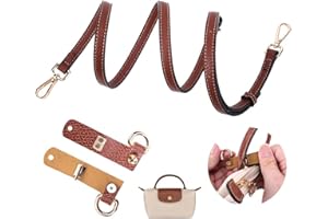 GADITIEK Strap for Longchamp Mini Bag, Brown Adjustable Straps for Crossbody Handbags, Leather NO Punch Strap for Long Champ Bag
