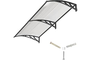 GGNEBAI Marquesina para Puerta Exterior 150x100 CM, Tejadillo de Protección contra Lluvia y Rayos UV, Cubierta de Policarbonato para Puertas, Ventanas, Porches, Patios y Terrazas