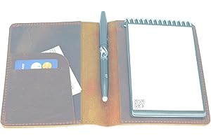 JJNUSA Kompatybilny z Rocketbook Mini Cover Smart Business Handmade Distressed Genuine Leather Journal Notebook Cover for Card Holder Mini 8,9 cm x 14 cm, brązowy