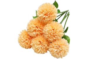 Tifuly Fiori di ortensia artificiale, 6 pezzi di fiori di palla di crisantemo di seta per la decorazione del giardino di casa, bouquet da sposa, composizione floreale, centrotavola(Arancione)