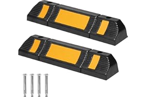 NAIZY 2-częściowy gumowy stoper do kół ogranicznik parkowania 60 x 12 x 10 cm, znacznik miejsca parkingowego ze śrubą rozszerzającą, blokada miejsca parkingowego, kolor czarny i żółty, pomoc przy
