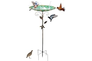 L.StarryIsland Large Standing Bird Bath with Sturdy 5-Prong Base, 78 cm Metal Vintage Bird Bath, Winterproof, Bird Bath, Garden Standing, Water Bath for Birds, Bird Bath Garden for Wild Birds