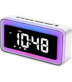 Réveil Digital, Alarm Réveil LED avec Fonction Snooze, Reveil Matin avec Veilleuse, Luminosité & Volume Réglable, Port USB & Type-C, Batterie de Secours, Reveil sur Secteur pour Enfants et Adultes