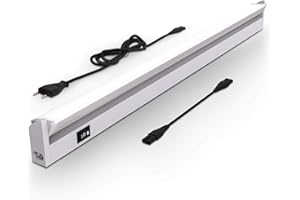 B.K.Licht - Lumière cuisine sous meuble avec interrupteur marche/arrêt, blanc chaud à blanc neutre réglable, extensible, éclairage LED cuisine sous meuble, lampe led, 54,7x6,1x2,4 cm, argenté