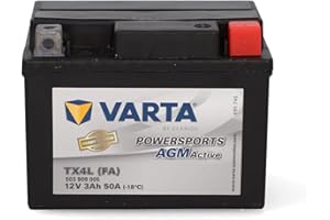 ‎VARTA VARTA Motorradbatterie 3 Ah / 50 A Powersports Active AGM - lange Lebensdauer, vorgeladen, wartungsfrei, geeignet für Motorräder, Motorroller, Quads, Jetskis und Schneemobile, schwarz
