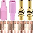 EATBALE 15AK Welding Torch Ceramic Nozzles Kit for MB15 15AK MAG MIG Welder Gun Accessories, M6 Contact Tip 0.8mm/0.030", Tip Holder Diffuser, Gas Nozzle Welding Device Consumables (14 Pcs)