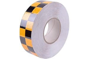 Reemky Riflettente Nastro di Sicurezza 2"x 33ft Arancione nero notte Avvertimento Attenzione Adesivo Conspicuity Checker Marcatura Decalcomania adesivo rotolo film Truck RV (5CM x 10M)