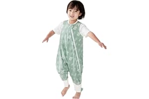 Duomiaomiao Sacco nanna estivo， 0,5 tog, sottile sacco a pelo estivo con piedi, 100% cotone sacco a pelo bambini estate 6-12 mesi