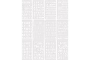 CUNEGRA 12pcs Letter Stencils, Alphabet Number Patterns Common Symbols Graphics Artistic Drafting Drawing Templates for Painting Scrapbook