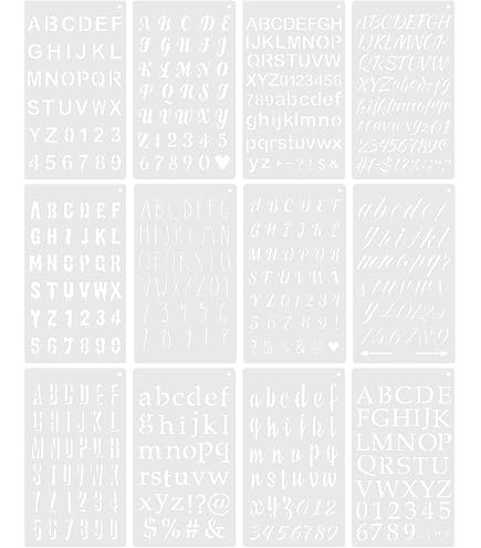 Mabor 24-Piece Reusable Letter & Number Stencils - 4 X 7 Inch PET Plastic Templates For Journals, Cards, DIY Crafts