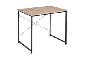 ‎WOLTU WOLTU Schreibtisch, Computertisch klein, Bürotisch eckig, Tisch mit Metallgestell, für Büro Homeoffice Arbeitszimmer Schlafzimmer, aus Holzwerkstoff, 80x60x70 cm, Heller Eiche+schwarz