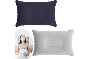 VLYX 2 cuscini gonfiabili, regolazione della durezza, ultraleggeri e compatti per campeggio, viaggio, aereo, auto, letto, ufficio, spiaggia, relax al sole, pesca - 22x34 cm (Grigio & Blu Viola)