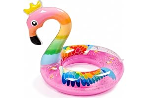 Uppblåsbar flamingo simring, glitter rosa simring luftmadrass pool floaties, pool blåsbar ring, vuxna, barn för poolparty lek