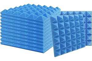 SK Studio Paquete de 12 Insonorizacion Pirámide Espuma Absorcion Aislamiento Acustica Paneles Tratamiento 30x30x2.5cm, Azul
