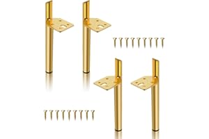 Jopassy Set di 4 Gambe per mobili, Gamba per Tavolo, H 130mm Piedini per Mobili,Metallo Piedi di mobili, Carica fino an 600 KG, per Divano, letto e tavolo TV - Oro