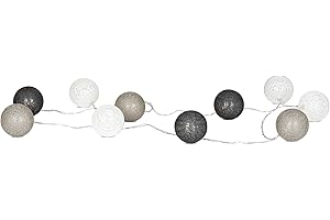 ‎LEVANDEO Levandeo 10 string lights LED balls lanterns cotton pink white cotton garland decorative cotton balls