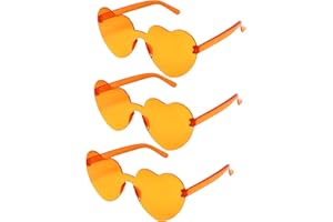 Bliceon 3 Pcs Heart Glasses, Pink Heart Shaped Sunglasses, Rimless Pink Sunglasses for Birthday Party, Beach Party