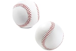 AUROBEST 2 Pezzi Baseball Materiale Pelle PU, Palla Rotondo Nucleo Gomma Qualità Alta, Softball Progettazione Invisibile Cucite Mano, Palline Training Sport Professionali per Esercitarsi Adulti e Giovani