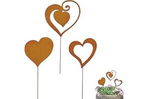 LJEVANDRIA Garden Stake Rust Hearts Garden Decoration for Outdoor Weatherproof Rust Decoration Garden Signs Flower Stake Metal Rust Stake Decorative Garden Balcony Flower Box Stainless Steel Vintage Decoration