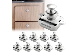 Opaltool 10 Pezzi Serratura a Pulsante, Push Lock Serratura Chiusura a Pulsante, Fit 15-18mm di Spessore RV Barca Van Yacht Porte Camper Caravan Armadio dell'Armadio
