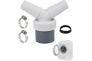 EDDRFY Washing Machine Drain Adapter Y-Connector, 40mm Abflussrohr, 0.75"-0.95" Zulauf, PVC Doppelanschluss mit Schlauchschellen, Universal Abwasserverbinder für Spülmaschine & Waschmaschine