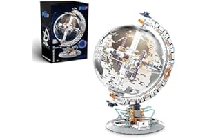 Sosuy Set Globo Giratorio para Armar, Juguete Stem Niños 8+, Modelo Estación Espacial con Paneles Solares, Globo Tierra 360° con Soporte, Educativo Teens Adultos