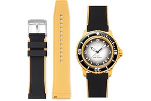 Stanchev Strap for Blancpain Swatch,22mm Soft Rubber Waterproof Replacement Strap for Blancpain x Swatch Fifty Fathoms Men Women Band with Install & Remove Tool Kit…