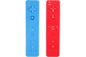 Intertest Wii Controller 2 Pack Wii u Remote avec boîtier en silicone et sangle de poignet (rouge + bleu clair)