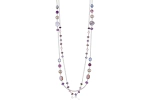 FULU AUTUMN Collier Long en Argent pour Femme Collier Élégance à Double Pendentif en Perles de Cristal Bijou de Mode Cadeau pour Femmes