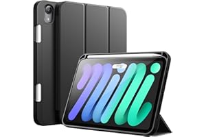 JETech Etui dla iPad mini (A17 Pro, Model 2024, 7. Generacji) / mini 6 (Model 2021, 6. Generacji) z uchwytem na długopis, Szczupły Pokrowiec na Tablet z Miękki Tył z TPU (Czarny)