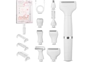FAOKZE 7 in 1 Rasoir Electrique Femme,Tondeuse femme électrique,rechargeable par USB, étanche, epilateur electrique femme portable pour visage,maillot,aisselles, poils du nez