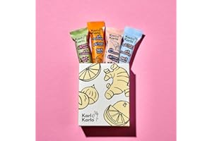 ‎KARL KARLO Karl Karlo Fruchtriegel Probierpaket Zitrone, Ingwer, Orange und Haselnuss - 4 x 35g | Vegane Süßigkeiten auf Dattelbasis | Veganer Snack ohne Zusatzstoffe, glutenfrei und Nutri Score A