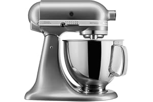 KitchenAid Batidora amasadora - Artisan - Robot de Cocina con Cabezal Inclinable - Amasadora con 5 Accesorios - Batidora de repostería con 2 boles de Acero Inoxidable - 4,8 L y 3 L - Plata moldeado