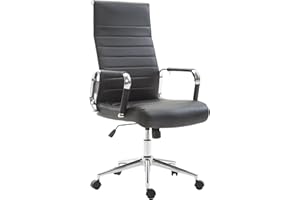 CLP Ergonomiczne Krzesło biurowe Kolumbus ze sztucznej skóry I Fotel biurowy z regulacją wysokości obrotowy, zintegrowany mechanizm przechylający, kolor: czarny