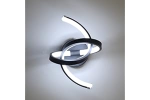 Goeco Applique da Parete Moderna 20W 2000LM Lampada Led da Parete Interno Spirale 6000K Nero Luce Fredda Lampada a Muro Creativa in Acrilico per Camera da Letto, Soggiorno, Sala da Pranzo, Corridoio