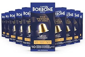 CAFFÈ BORBONE Caffé Borbone Mélange Ciao Venezia - 100 capsules en ALUMINIUM (10 paquets de 10) - Compatibles avec les machines à café à usage domestique Nespresso®*