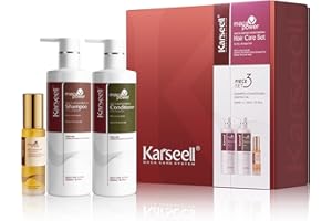 Karseell Collagen Hair Treatment Moisturizing Hair Care Set, Hair Oil Shampoo and Conditioner Set for Dry Damaged Hair All Hair Types, 2 x 500ml + 50ml