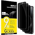 NEW'C 3 x Privacy Screen Protector for iPhone 15/15 Pro (6.1 Inch) - 28 Degree Enhanced Privacy Angle, Ultra Tough 9H Hardness, Bubble Free