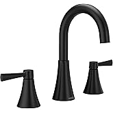 Moen Ronan Mat Siyah İki Kulplu Yaygın Modern Banyo Bataryası, Vana Dahil, 84023BL
