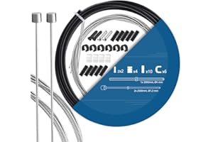 TAPKUA Kit Cable de Desviador de Bicicleta, 2500mm Cables de Cambios de Bicicleta con 3M Funda de Cables de Engranaje de Bicicleta, Apto para Bicicletas de Montaña y Carretera, etc