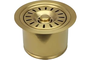 AKICON Kitchen Sink Brass Gold Finish Garbage Disposal Flange Stopper, One Size Disposal Rim, Fit 3-1/2 Inch Standard Sink Drain Hole 2.85" Height