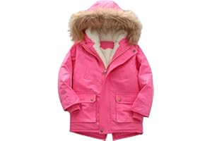 UnoSheng Manteau Enfant Garçon Veste Doublée en Polaire Puffer Manteau D'Hiver Épais Manteau à Capuche Imperméable Par-ka Vêtements de Neige Garçon